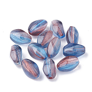 Two Tone Transparent Spray Painted Acrylic Bead, Oval, Blue, 14x8x8mm, Hole: 1mm(X-ACRP-T005-30)