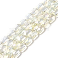 Transparent Electroplate Glass Beads Strands, Full Rainbow Plated, Faceted, Oval, Champagne Yellow, 7x4.5x3mm, Hole: 0.9mm, about 78~81pcs/strand, 22.83 inch(58cm)(EGLA-F150-FR03)