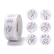 Flat Round Paper Thank You Stickers, Paw Print with Word Thank you, Self-Adhesive Gift Tag Labels Youstickers, White, 6.4x2.8cm, 500pcs/roll(DIY-C042-11)