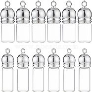 12Pcs 2 Style Glass Bottle Pendants, with Plastic Cap, Openable Perfume Bottle, Refillable Bottles, Clear, 29mm and 34.5mm, Hole: 2.5mm, 6pcs/style(FIND-NB0002-66)