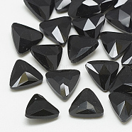 Pointed Back Glass Rhinestone Cabochons, Faceted, Triangle, Jet, 9.5x10x4mm(RGLA-T087-10mm-02)
