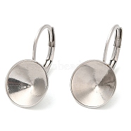 304 Stainless Steel Leverback Earring Findings, Earring Settings with Round Tray, Stainless Steel Color, 20x10.5mm, Pin: 0.6mm, Tray: 10mm(STAS-R123-15P)