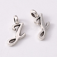 Tibetan Style Alloy Charms, Cadmium Free & Lead Free, Antique Silver, Letter.I, I: 12.5x6x1.5mm, Hole: 1.8mm(TIBEP-R361-01I-AS-RS)