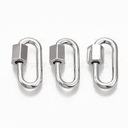 Brass Screw Carabiner Lock Charms, for Necklaces Making, Oval, Platinum, 20x11.5x2mm, Screw: 6.5x6.5mm(KK-T047-08P)