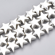 Electroplate Non-magnetic Synthetic Hematite Beads Strands, Star, Silver Plated, 8x8.5x3.5mm, Hole: 1mm, about 67pcs/strand, 15.9 inch(X-G-T061-182S)