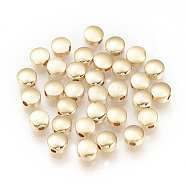Brass Spacer Beads, Nickel Free, Real 18K Gold Plated, Flat Round, Real 18K Gold Plated, 5x3mm, Hole: 0.8~1mm(KK-T016-22G)