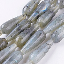Natural Labradorite Beads Strands, teardrop, 28.5~30x10~10.5mm, Hole: 1.8mm, about 13pcs/strand, 15.1 inch(38.5cm)(G-A175E-B13)
