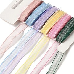 Polyester and Nylon Tartan Ribbon Sets, for Bowknot Making, Gift Wrapping, Mixed Color, 3/8 inch(9~11mm), about 5.00 Yards(4.57m)/Bag(DIY-Z029-01Q)