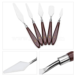 Stainless Steel Palette Knives Set, with Wood Handle, Spatula Knives Artist Oil Painting Tools, Stainless Steel Color, 16~22.3cm, 5pcs/set(DRAW-PW0001-194)