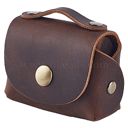 Rectangle Leather & Brass Coin Purses, Coconut Brown, 6.6cm(AJEW-WH20001-96)