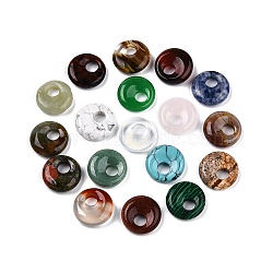 Natural & Synthetic Mixed Stone Donut Pendants, Mixed Dyed & Undyed, 17.5~18.5x5~6mm, Hole: 5~6mm(G-N344-39B)