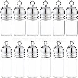 12Pcs 2 Style Glass Bottle Pendants, with Plastic Cap, Openable Perfume Bottle, Refillable Bottles, Clear, 29mm and 34.5mm, Hole: 2.5mm, 6pcs/style(FIND-NB0002-66)