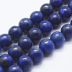Natural Lapis Lazuli Beads Strands, Round, 12mm, Hole: 1mm, about 32pcs/strand, 15.5 inch(39.5cm)(G-P348-01-12mm)