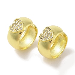 Brass Micro Pave Clear Cubic Zirconia Cuff Earrings for Women, Heart, Real 18K Gold Plated, 14x6.5mm(EJEW-I305-02G)