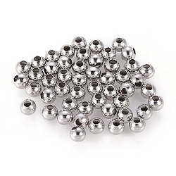 Non-Tarnish 304 Stainless Steel Round Seamed Beads, for Jewelry Craft Making, Stainless Steel Color, 6x5mm, Hole: 2.4mm(A-STAS-R032-6mm)