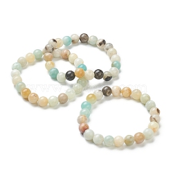 Natural Amazonite Beaded Stretch Bracelets, Round, Beads: 8~8.5mm, Inner Diameter: 2-1/8 inch(5.5cm)(BJEW-A117-C-31)