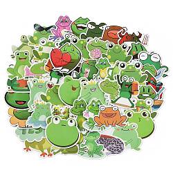 50 Pieces Cartoon Frog Doodle Paper Stickers, Mixed Color, 43~69x56~65x0.2mm(STIC-R001-36)