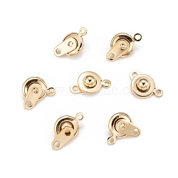 201 Stainless Steel Snap Clasps, Flat Round, Golden, 15x9x5mm, Hole: 1.5mm and 2mm(X-STAS-I137-06G)