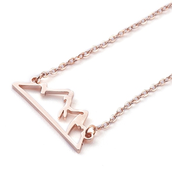 304 Stainless Steel Alps Pendant Necklaces, with Lobster Claw Clasps, Rose Gold, 19.29 inch(49cm)