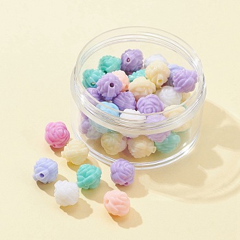 42Pcs Opaque Acrylic Beads, Flower, Mixed Color, 11.5x11.5x11mm, Hole: 2mm