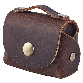 Rectangle Leather & Brass Coin Purses, Coconut Brown, 6.6cm