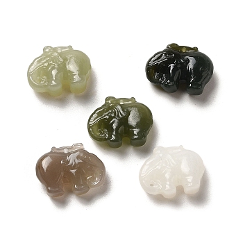 Natural Nephrite Jade Pendants, Elephant Charms, 12x16x5mm, Hole: 1mm