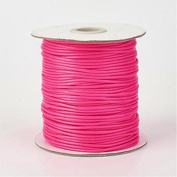 Eco-Friendly Korean Waxed Polyester Cord, Deep Pink, 2mm, about 90yards/roll(80m/roll)