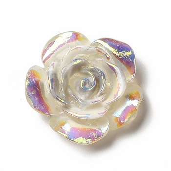 Luminous Resin Cabochons, AB Color, Flower, Colorful, 30.5x30.5x11mm