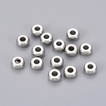 304 Stainless Steel Beads, Rondelle, Stainless Steel Color, 6x3mm