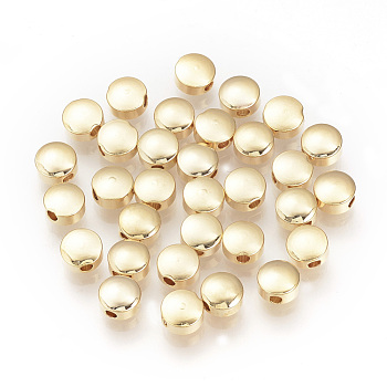Brass Spacer Beads, Nickel Free, Real 18K Gold Plated, Flat Round, Real 18K Gold Plated, 5x3mm, Hole: 0.8~1mm