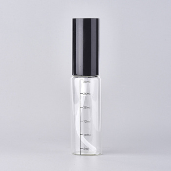 Glass Graduated Spray Bottles, with Fine Mist Sprayer & Dust Cap, Refillable Bottle, Black, 11.6x2.7cm, Capacity: 30ml