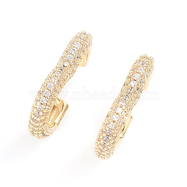 Brass Micro Pave Clear Cubic Zirconia Cuff Earrings(EJEW-G274-05G)-2