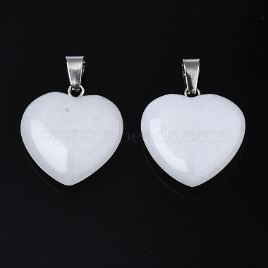 Heart Natural White Jade Pendants(X-G-Q438-01)-3