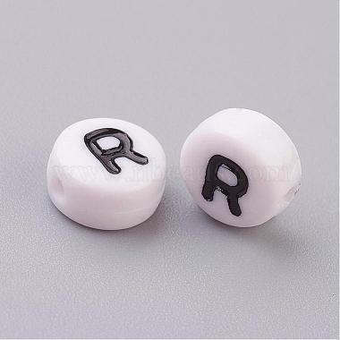 Flat Round with Letter R Acrylic Beads(X-PL37C9070-R)-2