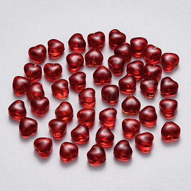 6mm DarkRed Heart Glass Beads