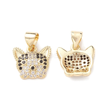 Real 18K Gold Plated Clear Cat Shape Brass+Cubic Zirconia Charms