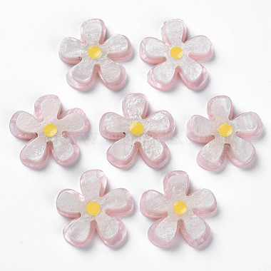 Pink Flower Cellulose Acetate Cabochons