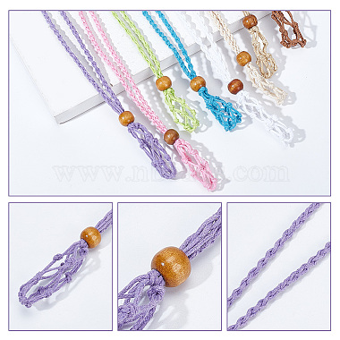 PandaHall Elite 9Pcs 9 Colors Braided Cotton Thread Cords Macrame Pouch Necklace Making(FIND-PH0010-47B)-4