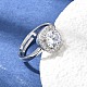 Brass Micro Pave Clear Cubic Zirconia Cuff Open Rings(CU-CBA5C10-12P)-2