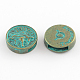 Antique Bronze & Green Patina Plated Flat Round Zinc Alloy Slide Charms(X-PALLOY-Q307-04-NR)-1