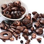 CCB Plastic Beads, Mixed Shapes, Red Copper, 6~31x7~18mm, Hole: 2mm(M-PABS001Y-R)