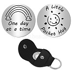 1Pc 201 Stainless Steel Commemorative Coins, Inspirational Quote Coin, Flat Round, with 1Pc PU Leather Guitar Clip, Word, Coin: 30x2mm(AJEW-CN0001-92B-10)