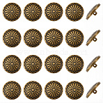 20Pcs 1-Hole Alloy Shank Buttons, Flat Round, Antique Bronze, 23x8.5mm, Hole: 1.8mm(BUTT-GF0004-10AB)
