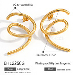 304 Stainless Steel Stud Earrings, Vortex Spiral, Golden, 22.6x34.3mm(WG62927-01)