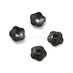 304 Stainless Steel Bead Caps, Flower, 5-Petal, Electrophoresis Black, 4x4x1mm, Hole: 1mm(STAS-N0005-01EB)
