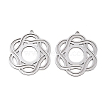 Filigree 304 Stainless Steel Pendants, Laser Cut, Flower Charms, Platinum, 32x25x1mm, Hole: 1.3mm(SA-CBA404E-06P)
