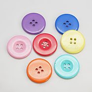 Resin Buttons, Dyed, Flat Round, Mixed Color, 28x3mm(RESI-D033-28mm-M)