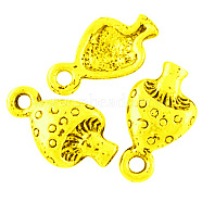 Tibetan Style Alloy Pendants, Lead Free, Cadmium Free and Nickel Free, Mushroom, Golden, Size: about 13mm long, 8mm wide, hole: 2mm(X-TIBEP-0368-G-FF)