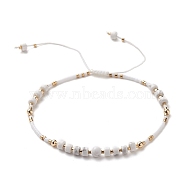 Adjustable Nylon Thread Braided Bead Bracelets, with Natural Howlite Beads, Brass Round Beads and Glass Seed Beads, 2-3/8~3-1/2 inch(5.9~8.8cm)(BJEW-JB05504-03)