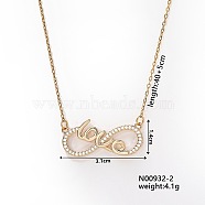 Brass with Rhinestone Pendant Necklaces, Golden, Infinity, 15.75 inch(40cm)(OP1467-1)